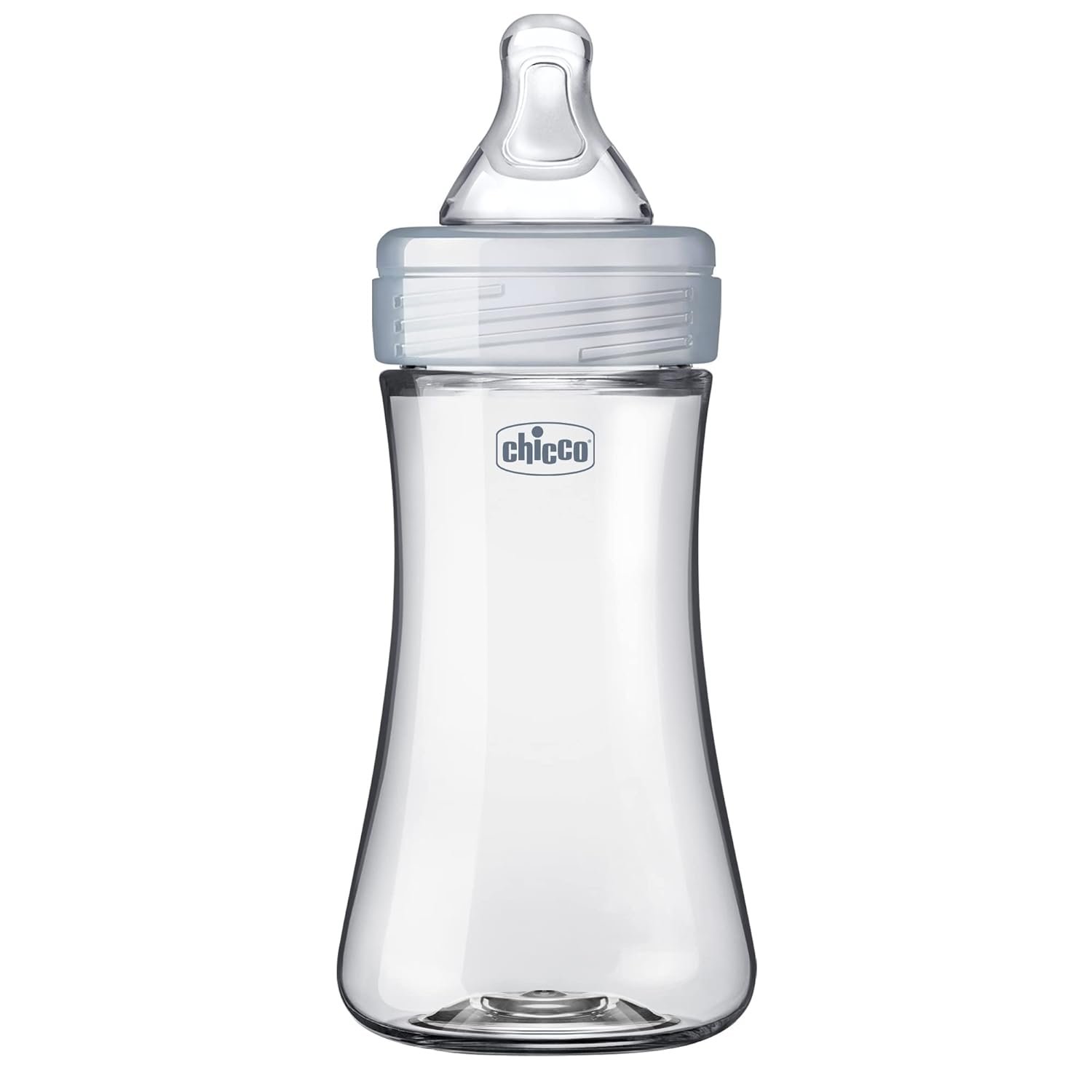 Chicco Duo 9oz. Hybrid Baby Bottle with Invinci-Glass Inside and Plastic Outside | Dishwasher, Bottle Warmer, and Electric Sterilizer Safe | Intui-Latch Nipple | Clear/Grey