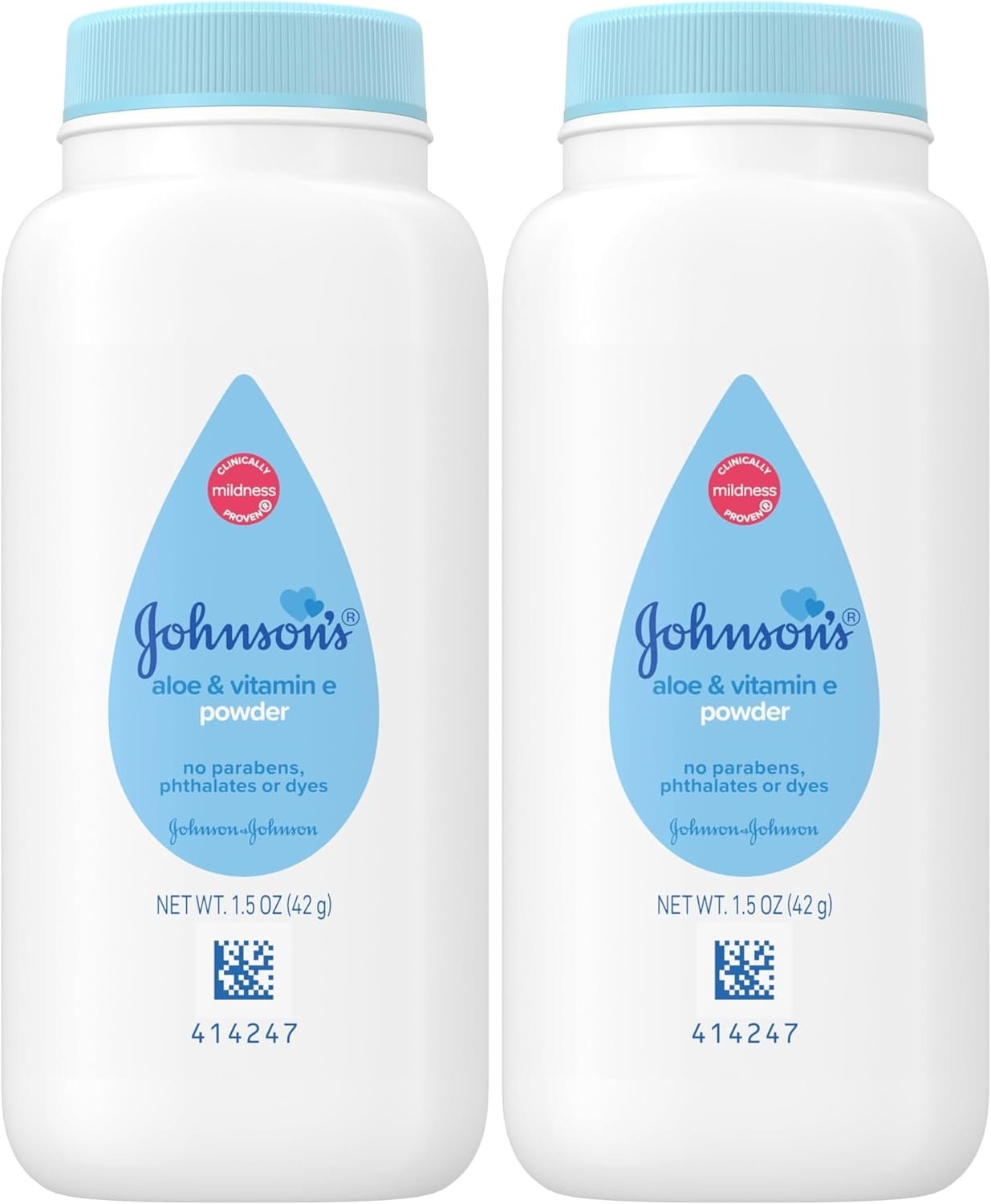 Johnson’s Baby Cornstarch Baby Powder, 1.5 oz | Naturally Derived | With Aloe & Vitamin E | For Delicate Skin | Hypoallergenic