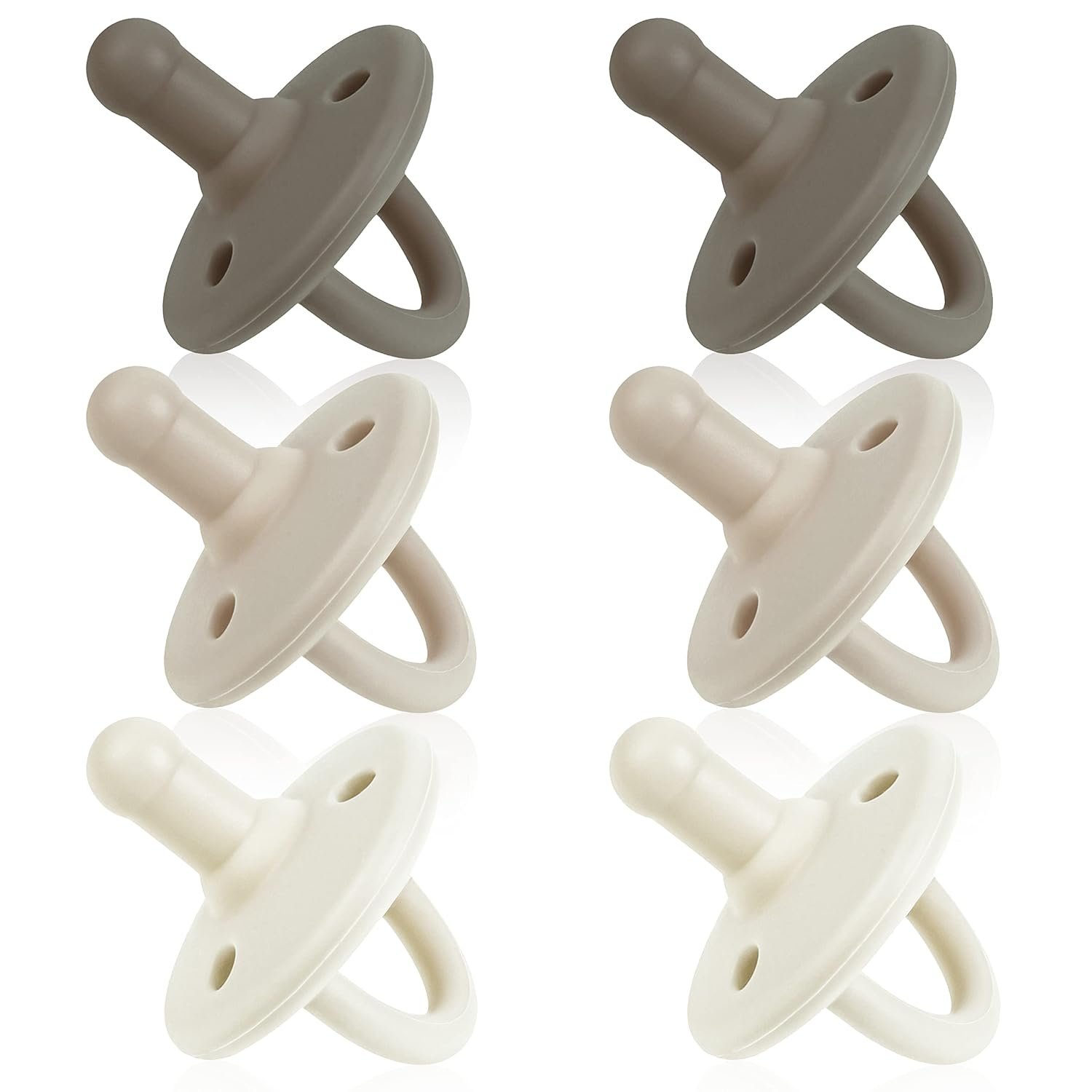 Sweet Child Pacifiers 0-18 Months, Set of 6 Ultra-Light Silicone Binkies with Collapsible Handle & 3 Air Holes for Added Safety, Best Newborn Pacifiers for Baby Boys Or Girls