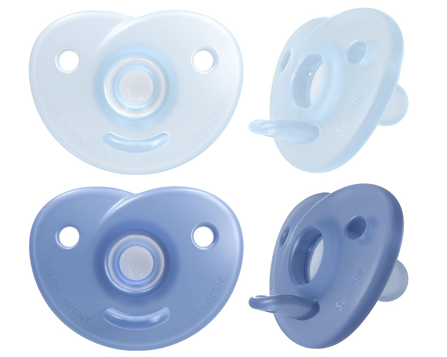 Philips AVENT Soothie Heart Pacifier, Blue/Light Blue, 0-3 Months, 4 Pack, SCF099/41