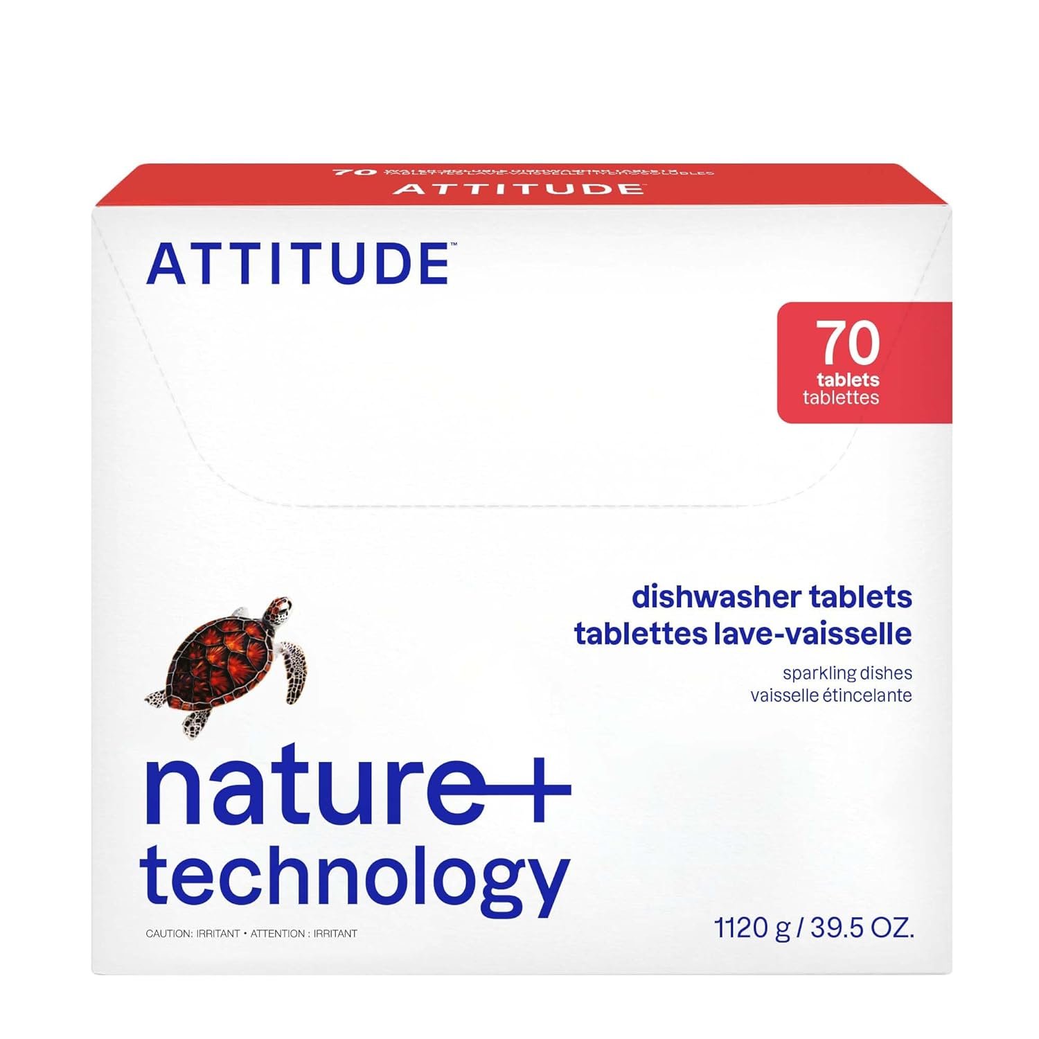 ATTITUDE Dishwasher Pods, Plant-Based & Vegan, Phosphate-Free Detergent Tablets, Naturally Derived, Unscented, 70 Count