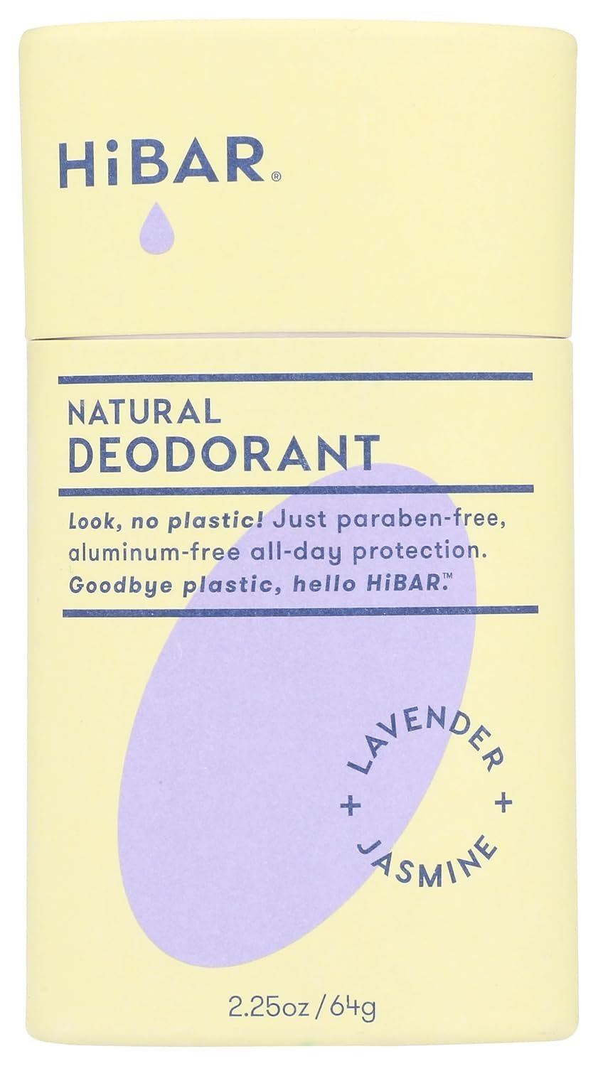 HiBAR – Lavender & Jasmine Plastic Free Deodorant – Natural Deodorant – All-Day Protection – With Sunflower Seed Wax, Rice Bran & Shea Butter – Plastic, Paraben & Aluminum-Free – Vegan
