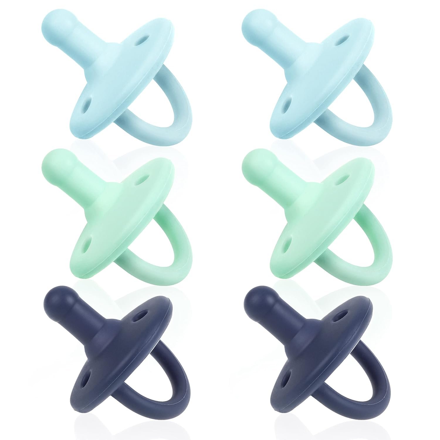 Sweet Child Pacifiers 0-18 Months, Set of 6 Ultra-Light Silicone Binkies with Collapsible Handle & 3 Air Holes for Added Safety, Best Newborn Pacifiers for Baby Boys Or Girls