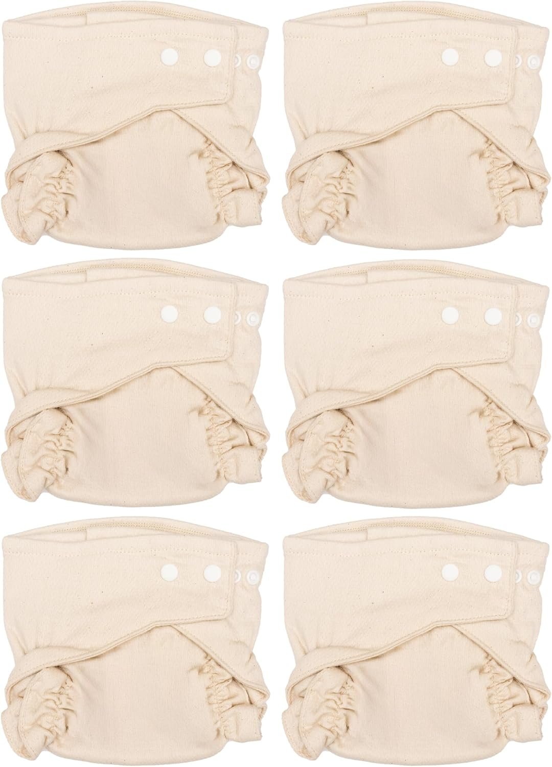 Osocozy Two Sized Fitted Cloth Diaper – 6 Count (Pack of 1) – Soft, Durable and Absorbent 100% Cotton Birdseye Weave Material. Easy to Use Snap Closures. Size 1 Fits 7-18 lbs