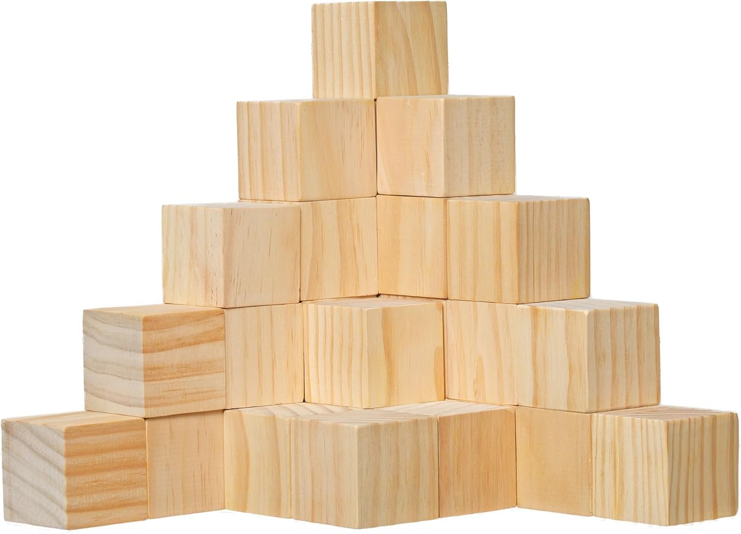 30 Pack Unfinished Wood Blocks 2 Inch – Solid Pine Wooden Cubes for Crafts, Sanded Smooth Natural Wood Squares for Painting, DIY Projects, Puzzle Making & Home Decor
