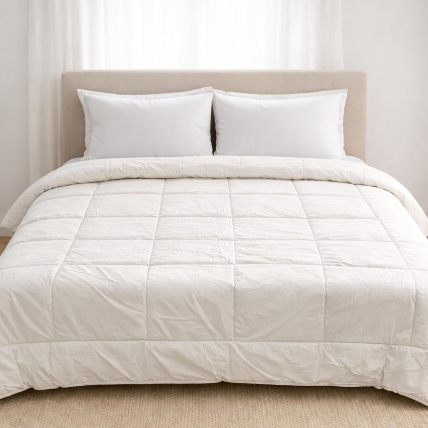 Continental Bedding Wool and Down Alternative Comforter All Season Duvet Insert 300 Thread Count 100% Cotton Cover
