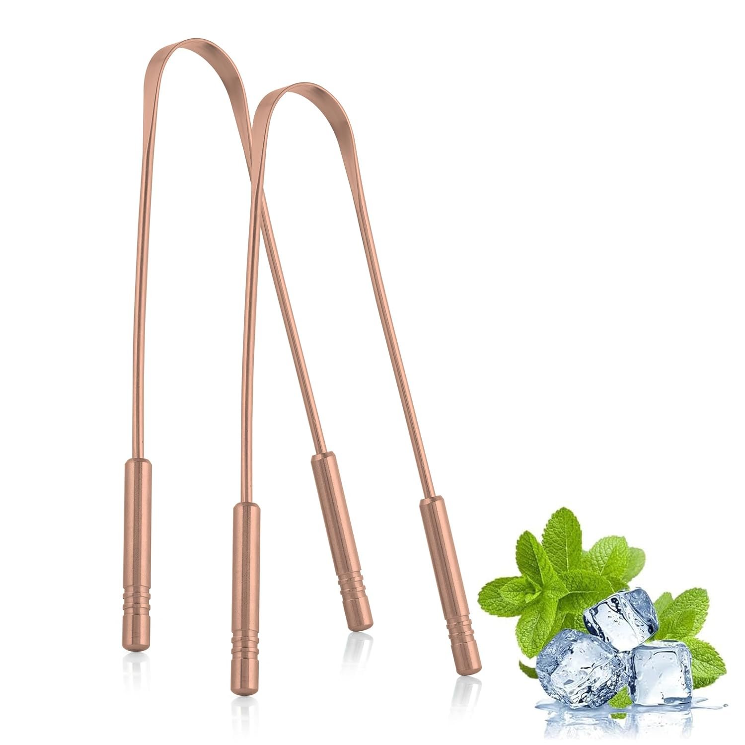 Copper Tongue Scraper for Adults 2 Pack, Ayurvedic Tongue Cleaner for Bad Breath, Natural Oral Care Metal Tongue Cleaning Tool Reusable (100% Copper)