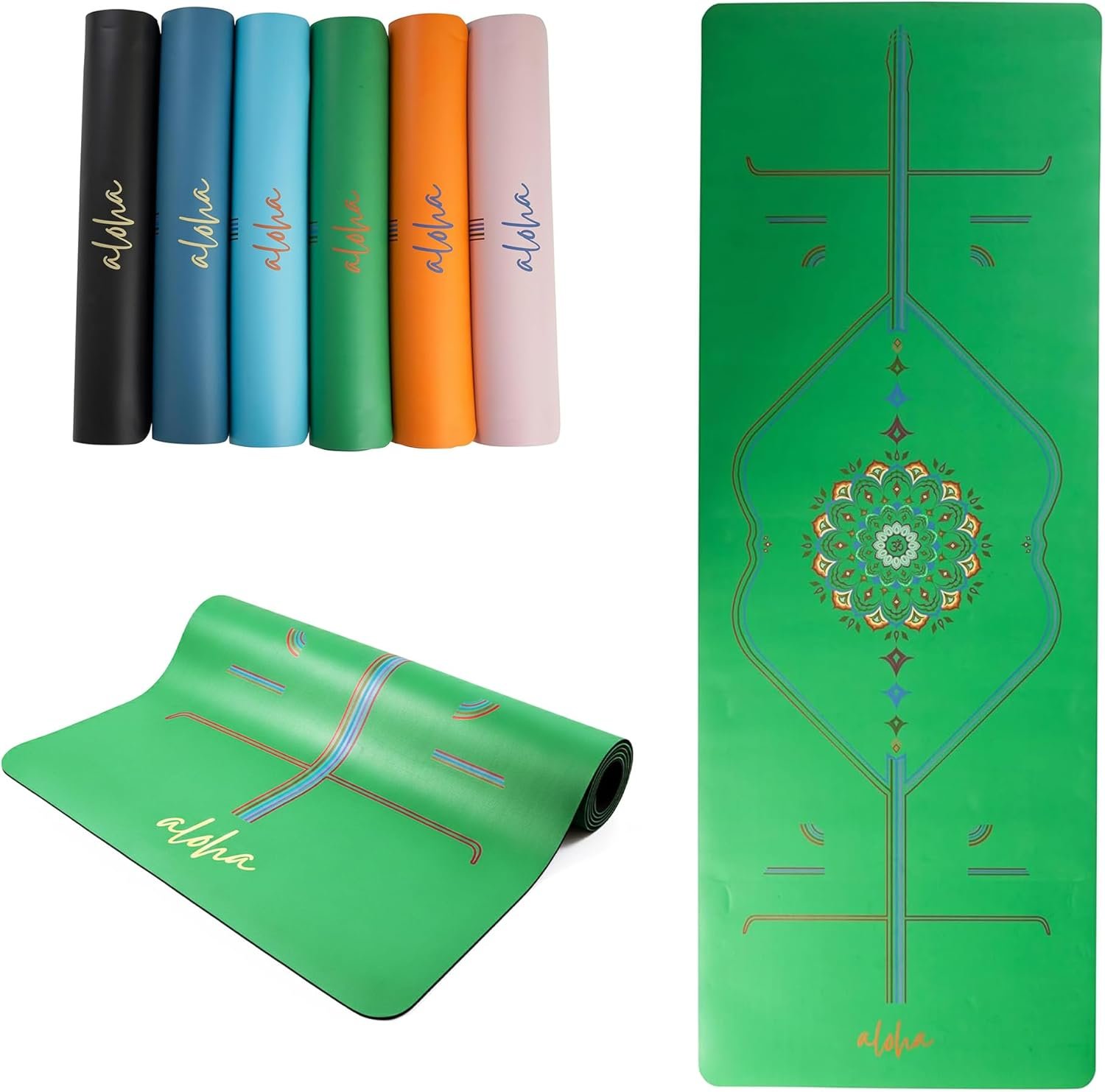 Aloha Bliss Premium Yoga Mat – 72” x 27 – Thick, Non-Slip & Durable | Sweat-Resistant, Lightweight & Portable | Perfect for Yoga, Pilates, Home Workouts, Gym & Studio Practice – Eco-Friendly