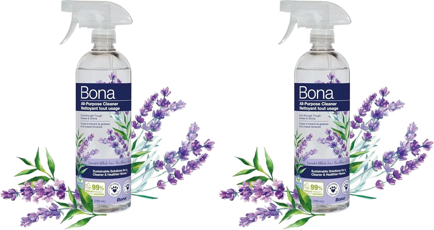 Bona All-Purpose Cleaner – Lavender White Tea Scent – 24 fl oz – Household Cleaner Cuts Through Tough Grease & Grime – Safe for Household Surfaces (Pack of 2)