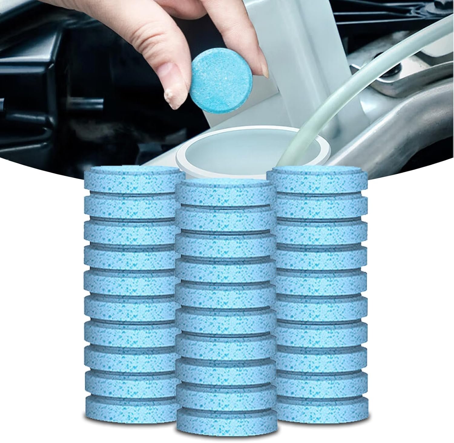 30PCS Washer Fluid Tablets, Windshield Wiper Fluid Cleaner Concentrate, Car Windshield Window Washer Solid Effervescent, Remove Glass Stains for Car Room Kitchen Window Glass Cleaning