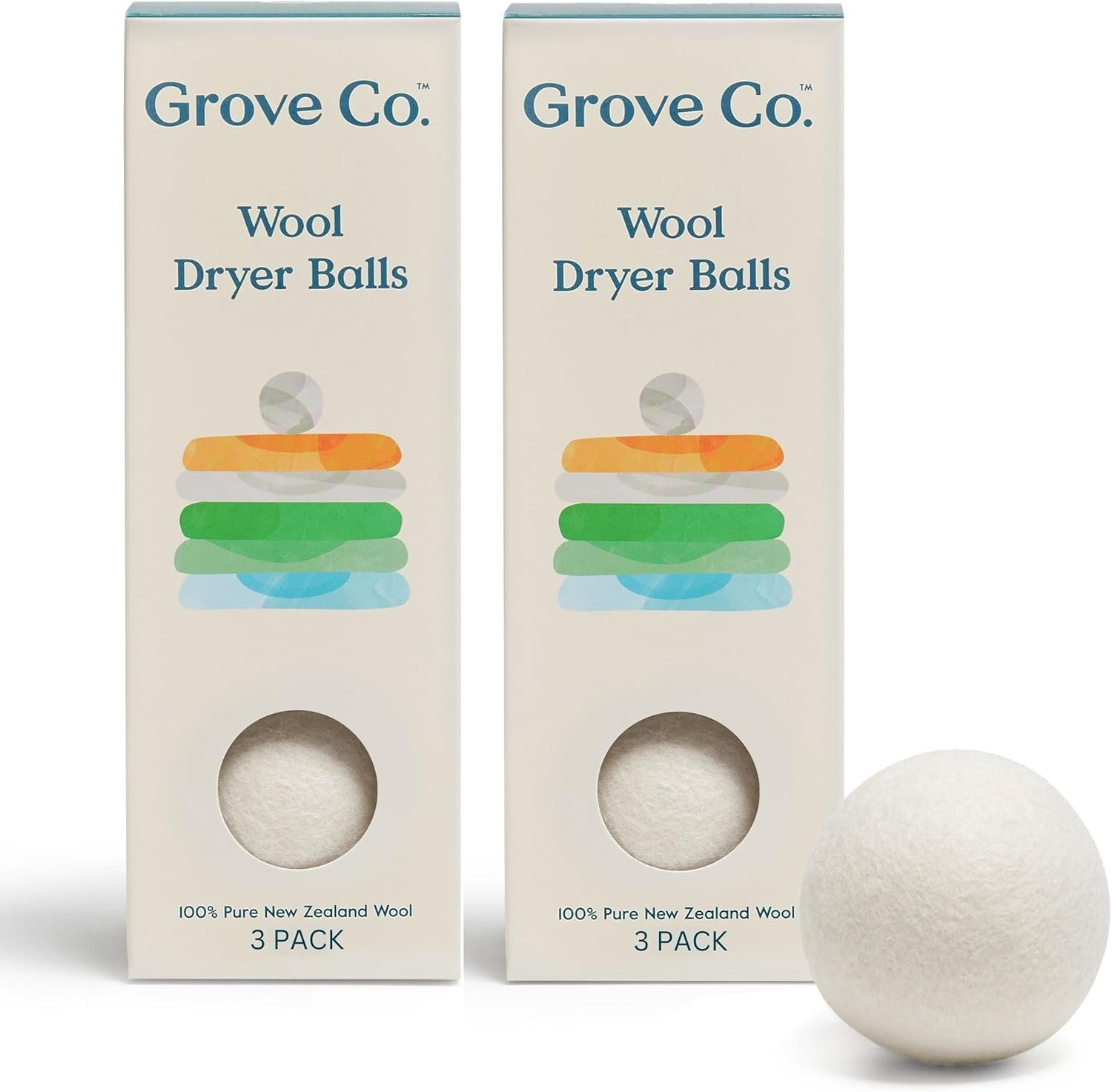 Grove Co. Wool Dryer Balls, Reusable Laundry Balls for Dryer, 100% New Zealand Wool, Reduce Drying Time, Wrinkles & Static, Sustainably Designed Laundry Essentials, Hypoallergenic, Unscented, 3 Pack