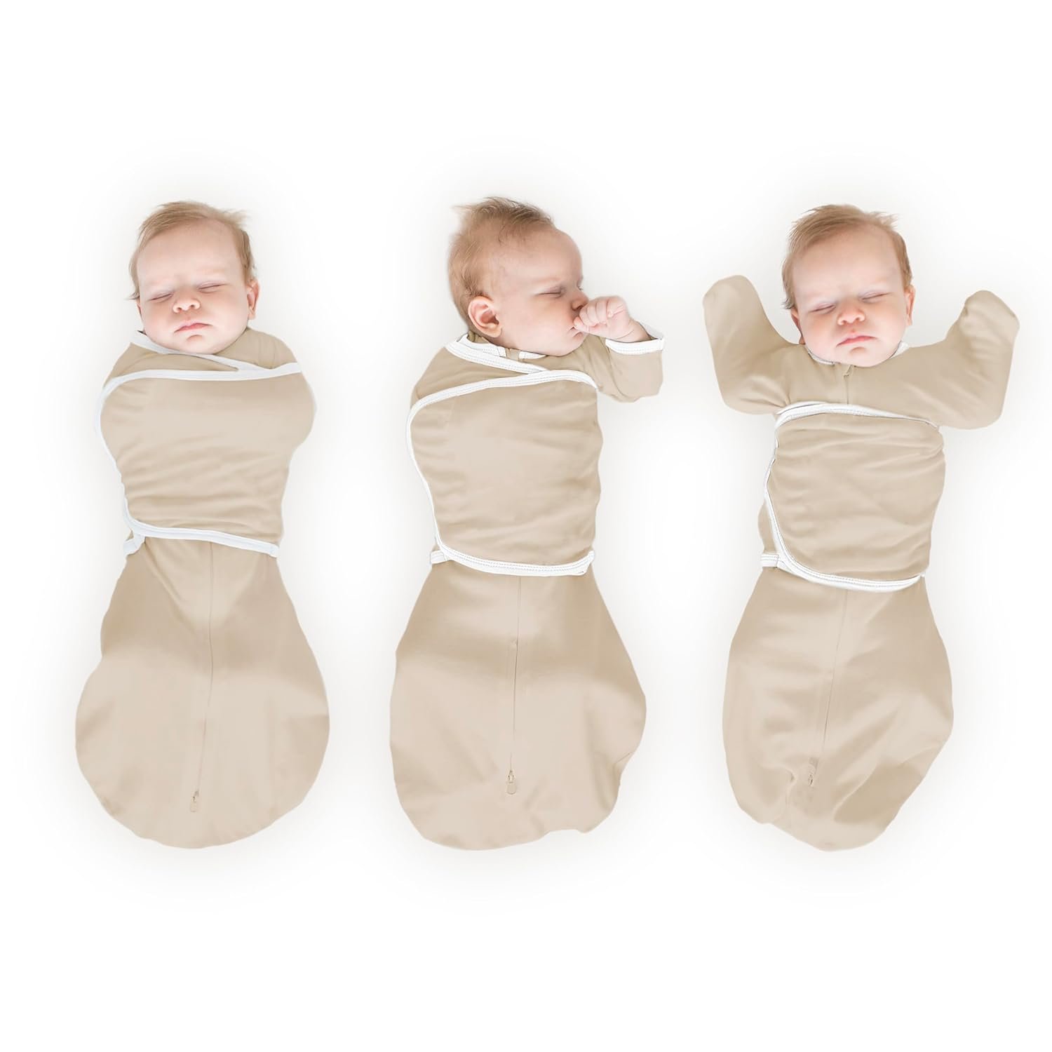 SwaddleDesigns Organic 6-Way Omni Swaddle Sack Arms Up Swaddle for Newborn, More Options to Calm Startle Reflex, Improves Sleep, 12-18 lbs, Sand Dollar