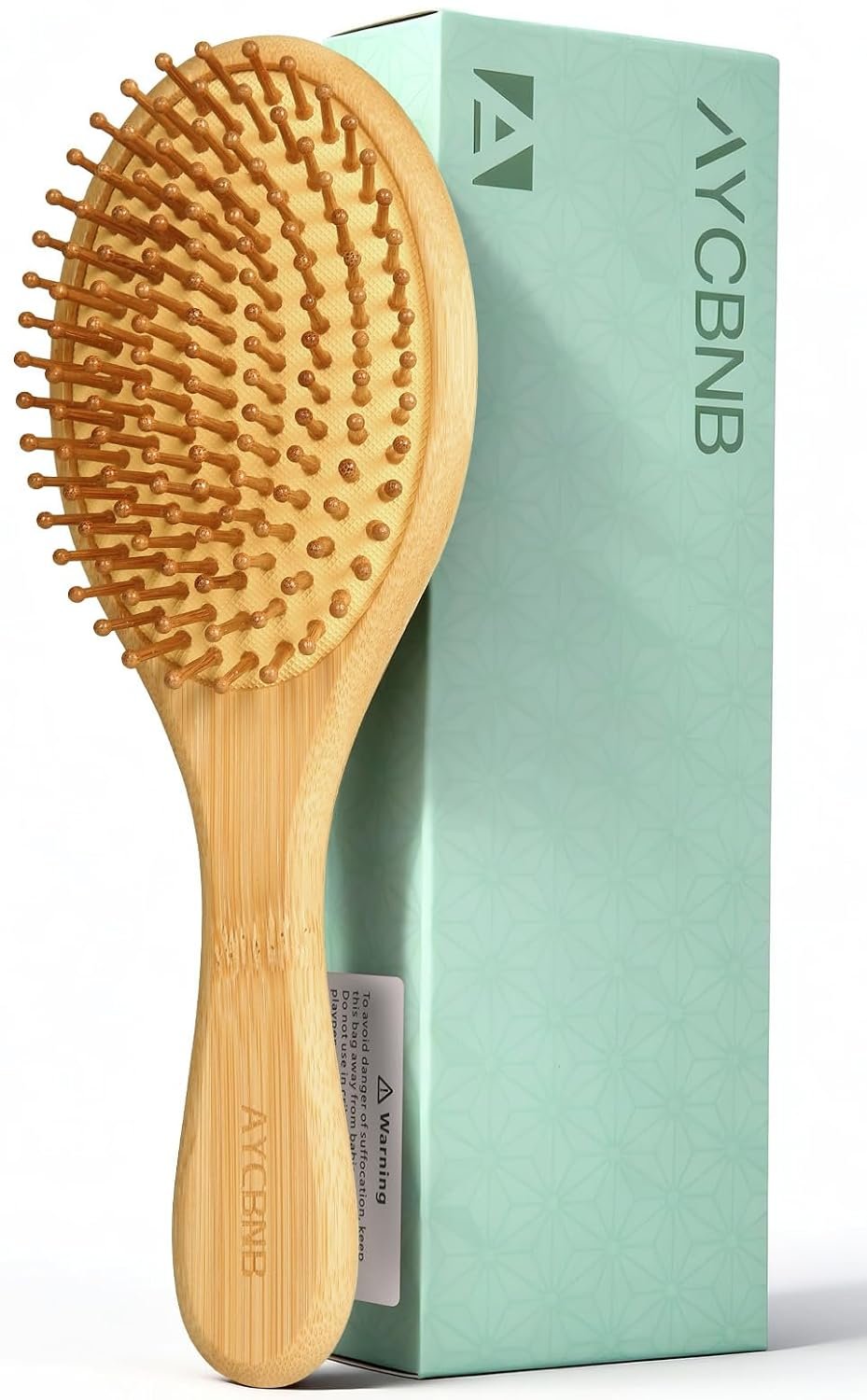 Bamboo Hair Brush for Hair Growth, Detangler Hairbrush with Natural Bamboo Bristles, Wooden Paddle Brush for Scalp Massage, All Hair Types, for Women, Men, and Kids