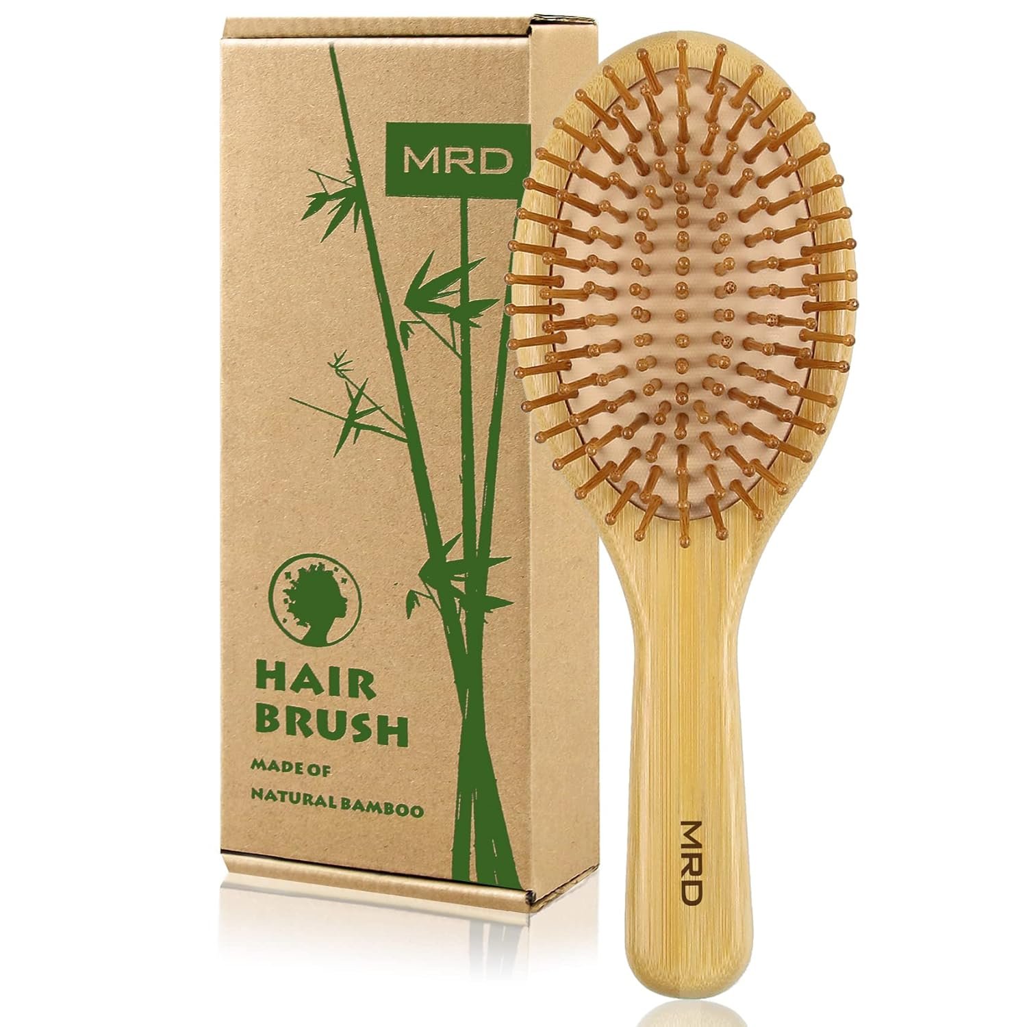 MRD Hair brush, Natural Bamboo Paddle Detangling Hairbrush, Massage Scalp Thick/Thin/Curly/Dry Hair For Women & Men