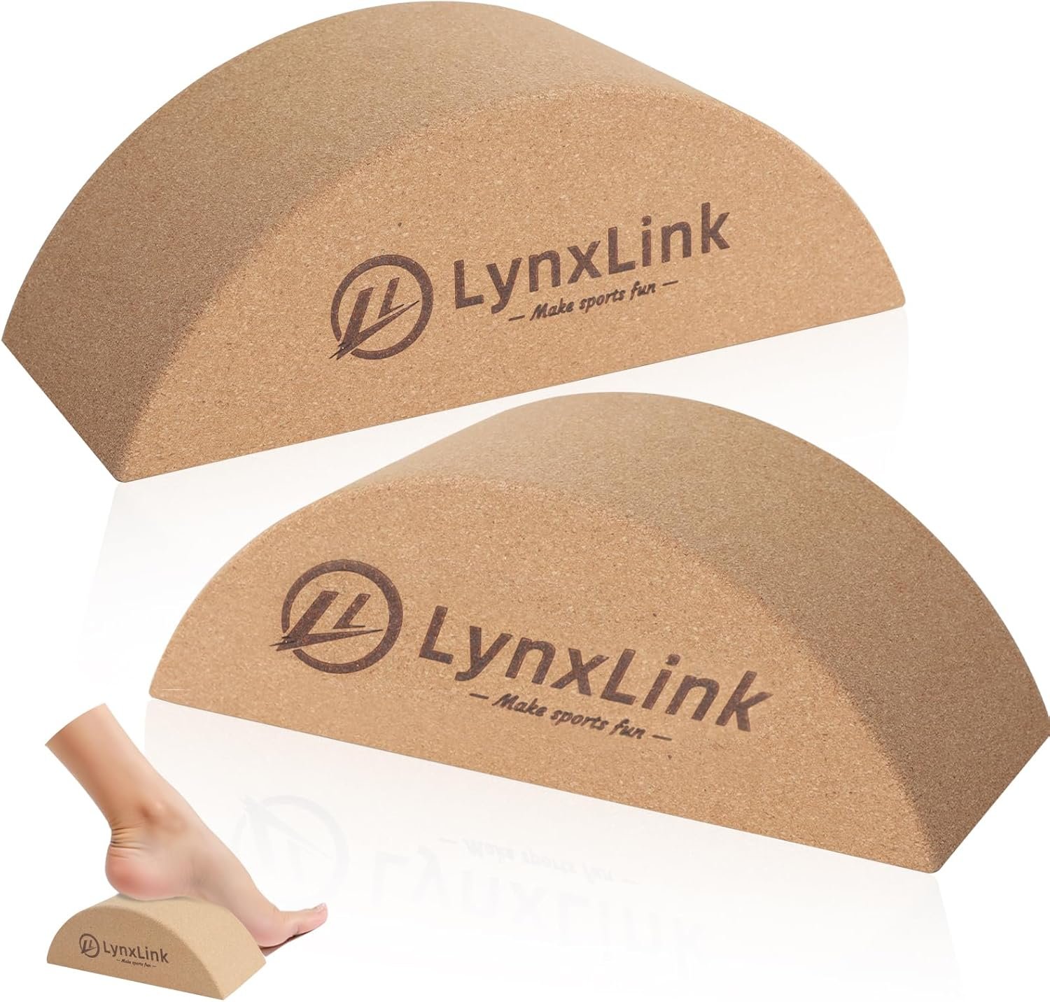 2 Pack Half-Moon Calf Stretcher | Foot Stretcher for Plantar Fasciitis, Cork Yoga Block, Foot & Leg Muscle Stretching – Ideal for Athletes, Yoga Practitioners & Pain Relief