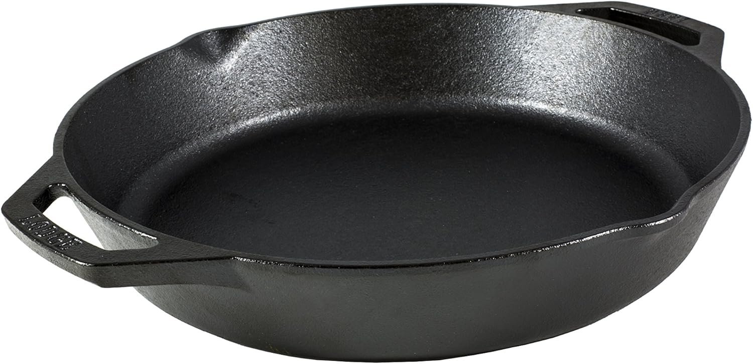 Lodge 12 Inch Pre-Seasoned Cast Iron Skillet – Dual Assist Handles – Use in the Oven, on the Stove, on the Grill, or Over a Campfire – Black