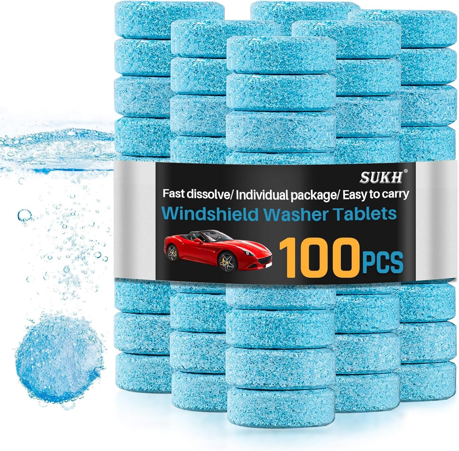 Sukh Car Windshield Washer Tablets – Washer Fluid Tablets Glass Cleaner Concentrate Car Windshield Wiper Fluid Car Windshield Cleaner Automotive Glass Cleaner