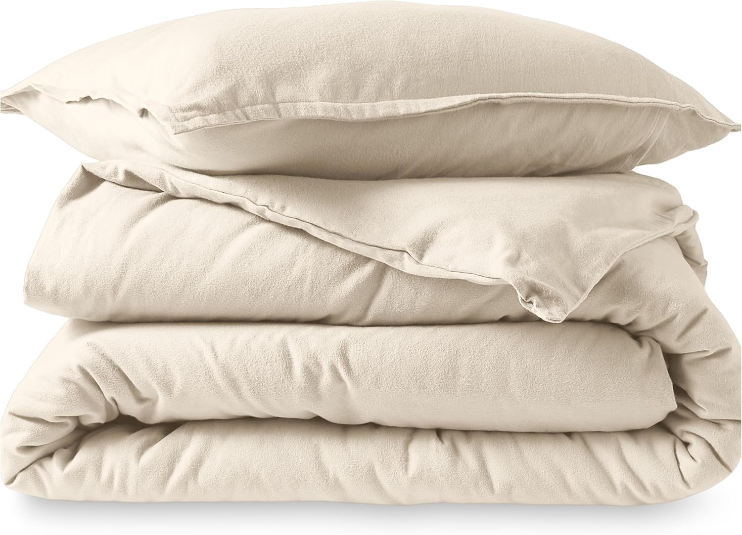 Bare Home Flannel Duvet Cover Set – Extra Long – 100% Cotton, Velvety Soft Heavyweight Premium Flannel, Double Brushed – Includes Sham Pillow Covers (Twin/Twin XL, Sand)