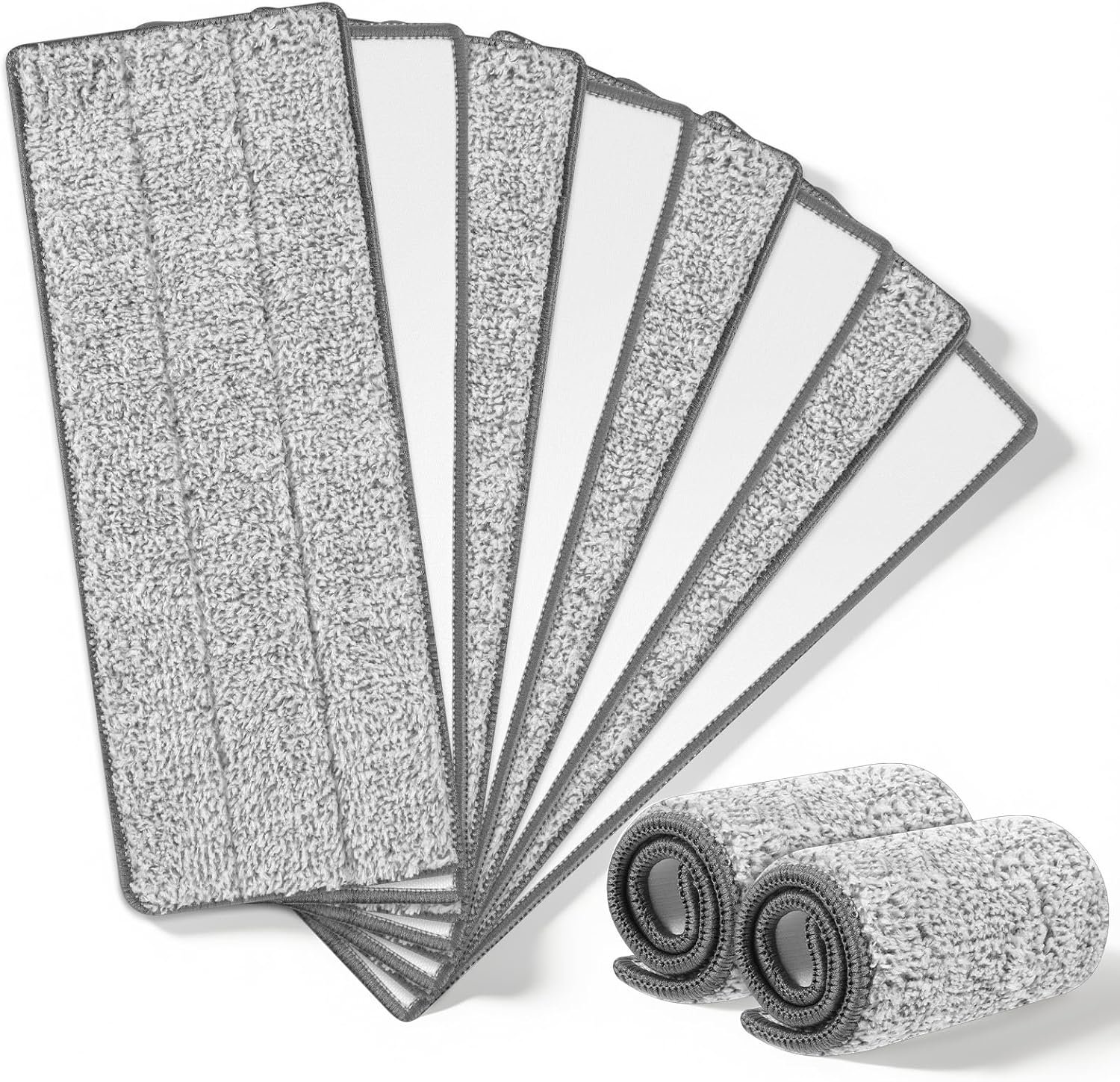 10 Pcs Reusable Mop Pad, 12.6 x 4.7 Inch Gray Mops Replacement Pads Washable Floor Cleaning Mops Pad Compatible with Most Flat Mop for Home, Office, School Cleaning