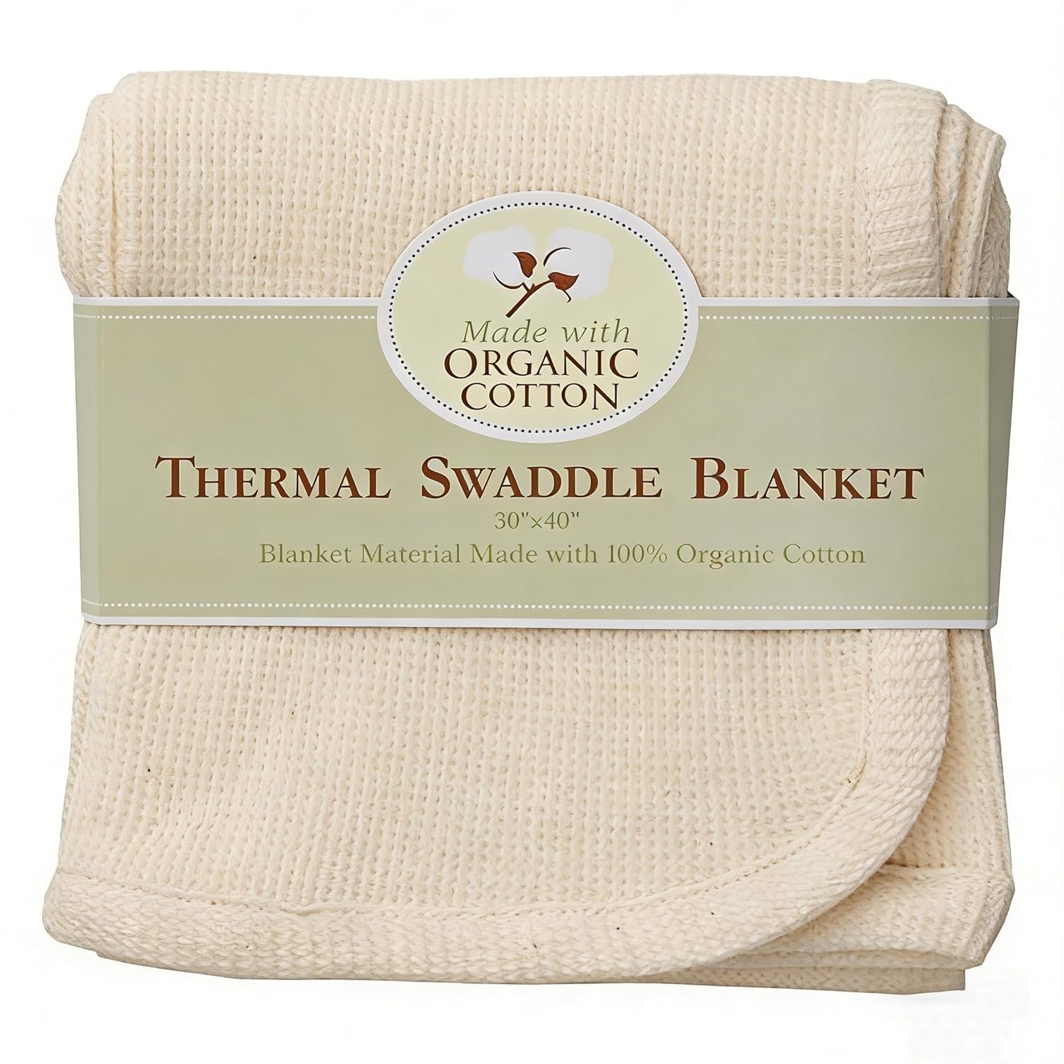 TL Care 30″ X 40″ Thermal/Waffle Swaddle Blanket Made with Organic Cotton, Natural Color, Soft Breathable, for Boys and Girls