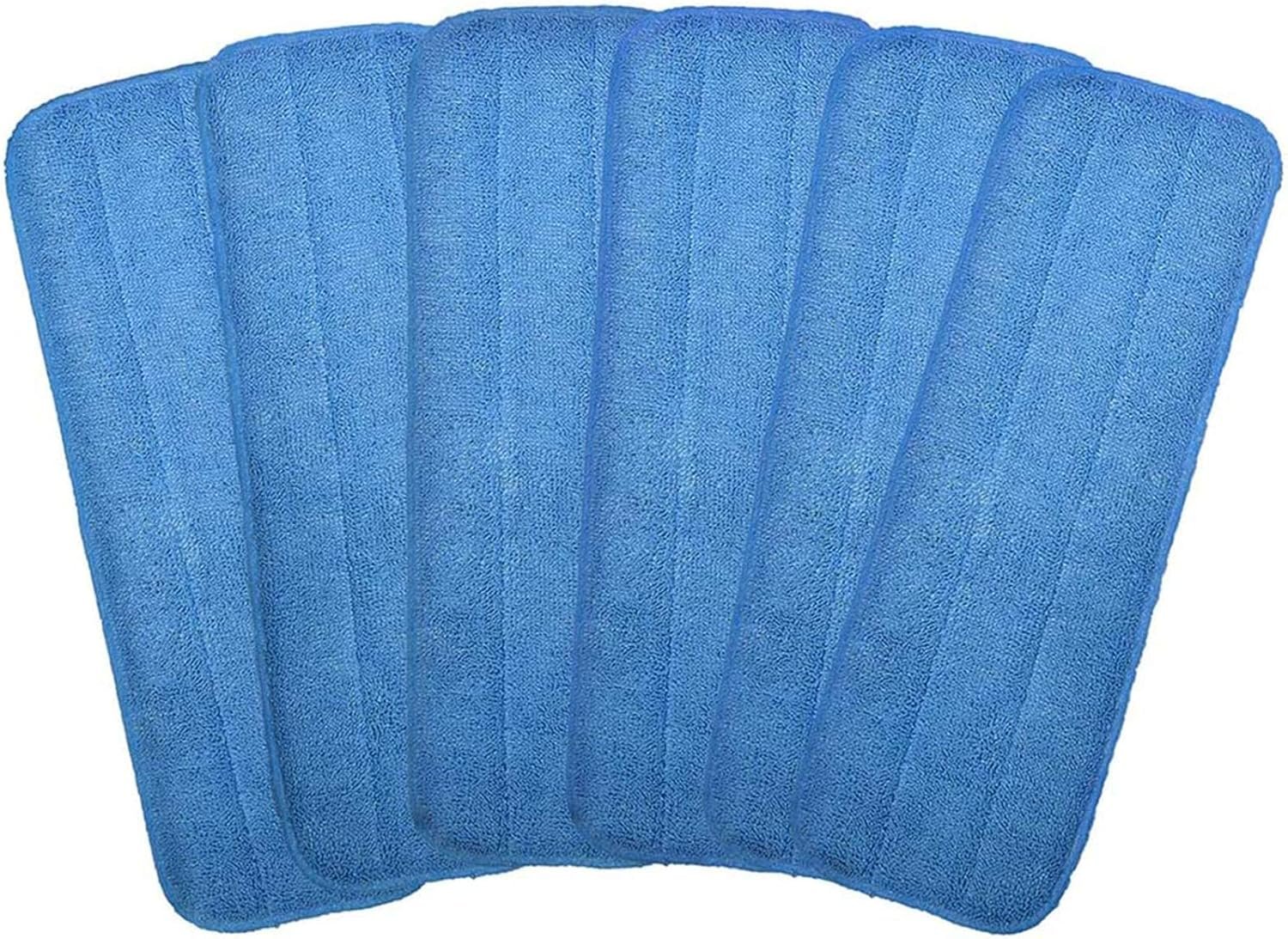 Microfiber Replacement Mop Pad, 18″ x 6″ Wet & Dry Home & Commercial Cleaning Refills, Reusable Floor Mop Pads (6 Pack) Blue