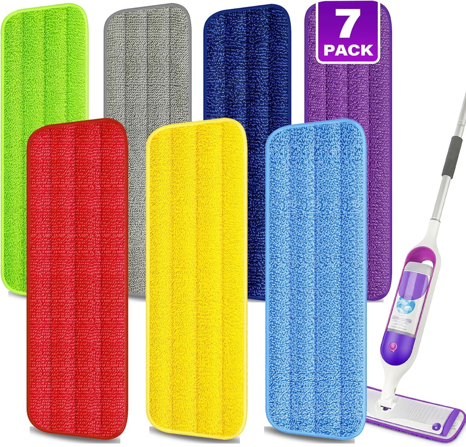 7 Count Reusable Microfiber Mop Pads for Swiffer PowerMop – MEXERRIS Microfiber Wet Pads Refills PowerMop Pads Machine Washable Hard Wood Floor Mop Pads Replacement for 13”-15” Spray Wet Mops