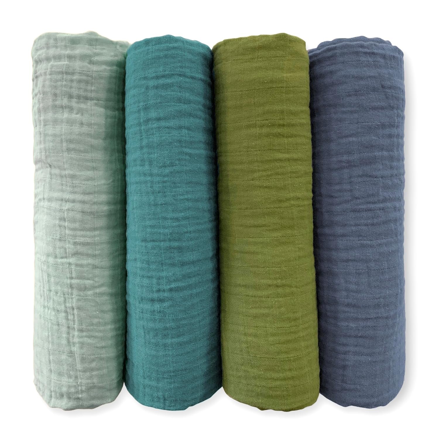 SwaddleDesigns Cotton Muslin Swaddle Blankets for Baby Boy & Baby Girl, Set of 4, Neutral Receiving Blankets for Newborn, Baby Registry & Gift, 46×46 inches, Cascadia