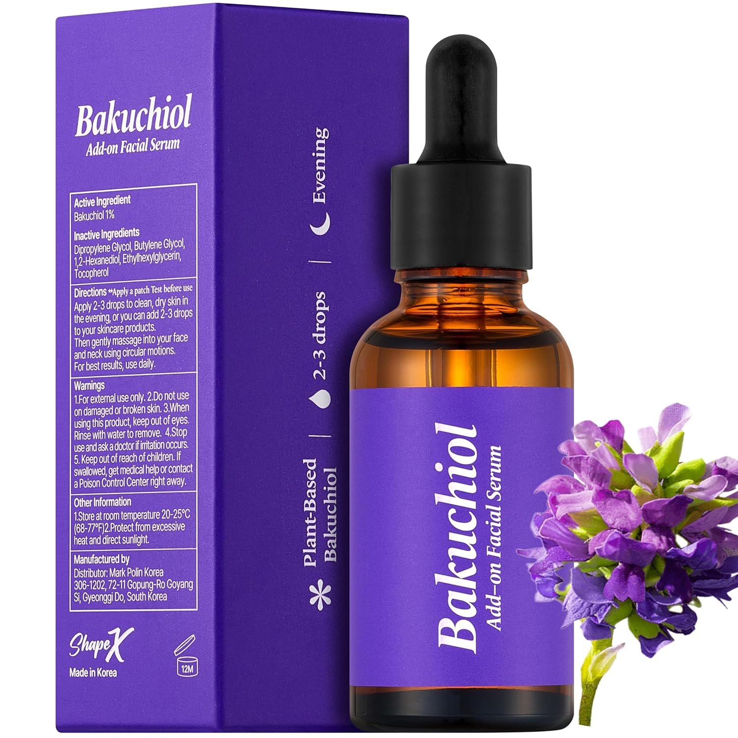 Bakuchiol Serum for Face – High-Potency DIY Mix-in Concentrate – Korean Bakuchiol Plumping Serum – Gentle Retinol Alternative for Wrinkle Reduction – Hydrating & Firming Anti-Aging Skincare