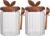 ANSQU 2 Pack Glass Jars with Wooden Lids and Spoons, 20.3oz Glass Food Storage Containers Coffee Jar Coffee Grounds Container, Coffee Canister holds up to 7.4oz Coffee Beans