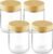 Set of 4 480ml Leakproof Glass Storage Jars with Bamboo Lids Meal Prep Containers for Salad,Pudding,Snacks,Yogurt