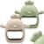 2 Pack Baby Teething Toy Silicone Teething Mitten for Babies Over 3 Months Anti Dropping Wrist Hand Teethers Baby Chew Toys for Sucking Needs, BPA Free (Green & Caramel)