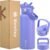 32 oz Insulated Water Bottle, 2-in-1 Lid, Straw & Spout with Protected, Leak Proof, Keep Cold, Stainless Steel, Metal, Reusable, Handle, for Outdoor, Gym and School, 2 Lids, Aurora Blue