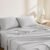 Linen Closet Organic 100% Cotton Queen Sheet 4 Pcs Set, 18” Deep Pocket, Light Grey | Lightweight, Eco-Friendly Cotton, Percale Softness, Durable & Breathable, Naturally Cooling | All Season Comfort