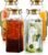 4 Pack 2 Liter/68 oz Square Glass Pitcher with Lid, Classic Stripes Water Pitchers with Handle for Fridge, Large Jug for Iced Tea, Coffee, Borosilicate Glass Carafe for Hot/Cold Brew Drink, Gold