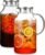 2 Pack 1 Gallon thickened Glass Pitcher with Lid and Spout, Borosilicate Glass Carafe for Hot/Cold Drink, Water Pitchers for Fridge, Extra Large Jug with Handle for Iced Tea, Coffee,Juice, Beverage