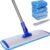 18″ Professional Microfiber Mop Floor Cleaning System, Flat Mop with Stainless Steel Handle, 4 Reusable Washable Mop Pads, Wet and Dust Mopping for Hardwood, Vinyl, Laminate, Tile Cleaning