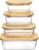 Vtopmart Glass Food Storage Containers with Bamboo Lids, 4 Pack Meal Prep Glass Containers Safe for Microwave, Oven, Freezer and Dishwasher, BPA Free