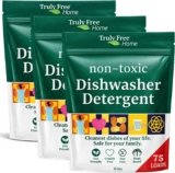 Truly Free Dishwasher Detergent Powder | Natural Dish Detergent, Dishwasher Soap | Plastic Free, Plant-Based, Clean, Heavy Duty Hard Water Stain & Grease Remover | Fragrance Free | 12.5 oz (Pack of 1)
