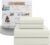 SUPREME ELEGANCE 4 Pcs 100% Organic Cotton Queen Sheet Set, Light Ivory, 300 Thread Count, Percale Weave, Deep Pocket Fitted Sheet, Hotel Style Bed Sheets, Cooling, Crisp & Breathable Cotton Bedding