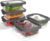 5-Pack Borosilicate Glass Containers with Tempered Lids, 35.2oz/4.4 Cup Airtight Meal Prep Set, Microwave/Freezer Safe (Gray)