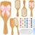 Meanplan 6 Set DIY Wooden Hairbrush Painting Kits Make Your Own Hair Brush Girls Hand-Painted Hairbrush Night Party Supplies with Paint Brush and Palette for DIY Gift Party Crafts