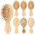 Supkiir 6 Pcs Mini Bamboo Hair Brush, Bulk Natural Round Bamboo Hairbrush, Massage Scalp Detangling Wooden Brush for Hair Growth Women Men, All Haar Texture and Anti Static