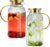 2 Pack Glass Pitcher with Lid, 68 oz/2 Liter Vertical Stripe Round Pitcher with Handle, Heat Resistant, Suitable for Refrigerator Storage, Iced Tea, Coffee, Lemonade, Juice, and Beverage Container