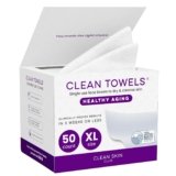 Clean Skin Club Healthy Aging Clean Towels® XL, Smooths Fine Lines Wrinkles & Texture in 6 weeks, Treated for Extra Softness, Disposable Face Towels, Anti Aging Makeup Remover Dry Wipe, 50 count