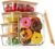 5 Pieces Glass Food Storage Containers with Bamboo Lids 36 Oz/ 1040 ml Meal Prep Containers Airtight Microwave Oven Freezer Glass Bowls with Lids for Pantry Cabinet Organizer
