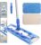 MR.SIGA Professional Microfiber Mop for Hardwood, Laminate, Tile Floor Cleaning, Stainless Steel Telescopic Handle – 3 Reusable Flat Mop Refills and 1 Dirt Removal Scrubber Included
