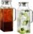 2 Pack 2 Liter/68 oz Square Glass Pitcher with Lid, Classic Stripes Water Pitchers with Handle for Fridge, Large Jug for Iced Tea, Borosilicate Glass Carafe for Hot/Cold Brew Drink, Silver