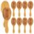 10 Pcs Bamboo Hair Brush, Bulk Natural Wooden Paddle Brush Round-tipped Bamboo Bristles Lightweight Massage Scalp Hair Combs for Women Men and Children, Stimulates Scalp for Hairs Growth (Small)