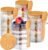 Pickmesh 4 Pcs Overnight Oats Containers with Lids Overnight Oats Jars Oatmeal Cups Square Glass Meal Prep Container with Bamboo Lids and Spoons Glass Jar for Pudding Yogurt (Round Style,16oz, 10oz)